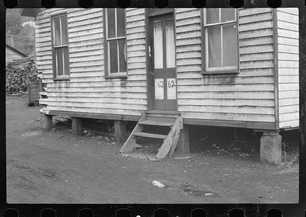 House stained by coal dust, Pursglove Mine, Scotts Run, West Virginia. Sourced from the Library of Congress.