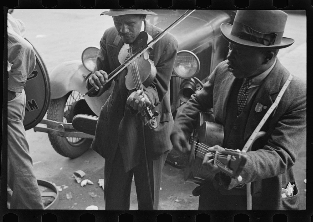 [Untitled photo, possibly related to: Blind street musician, West Memphis, Arkansas]. Sourced from the Library of Congress.