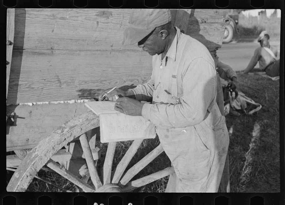 Checking in cotton, Little Rock, Arkansas. Sourced from the Library of Congress.
