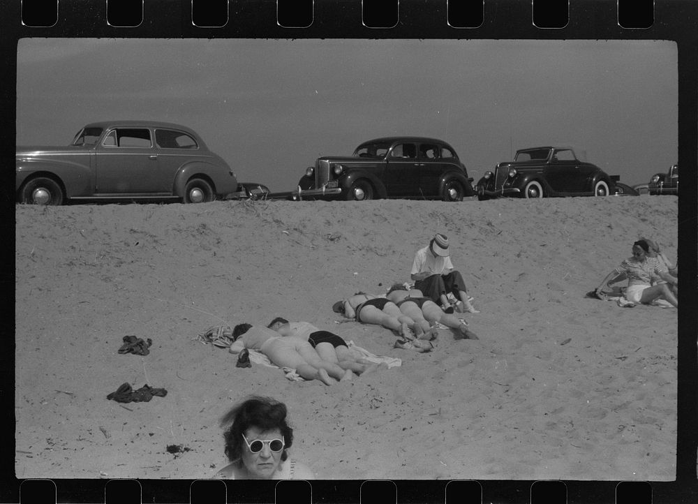 Beach scene at "New Beach," the most popular beach near Provincetown. Regular bus service makes this beach easily available;…