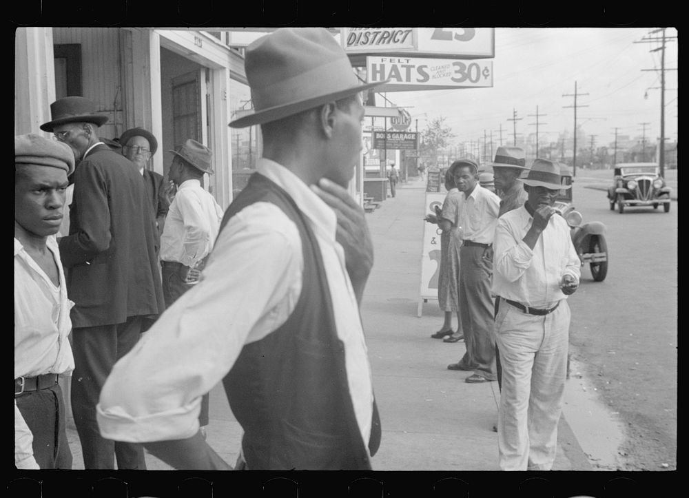 [Untitled photo, possibly related to: Applicants waiting for jobs in front of FERA offices, New Orleans, Louisiana]. Sourced…