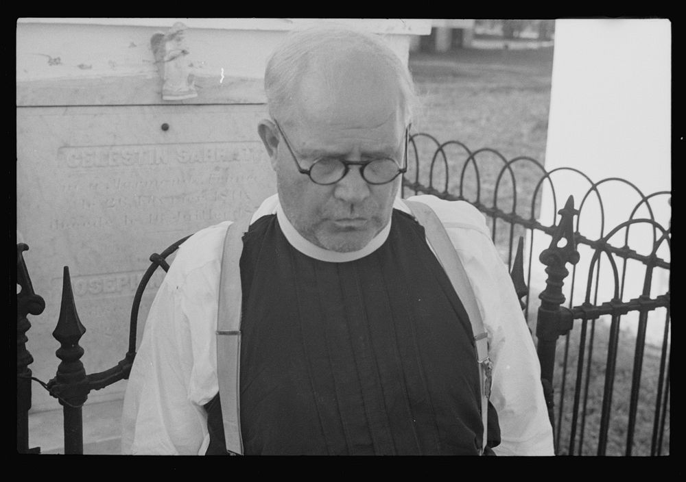 [Untitled photo, possibly related to: Priest at Pointe a la Hache, Louisiana]. Sourced from the Library of Congress.