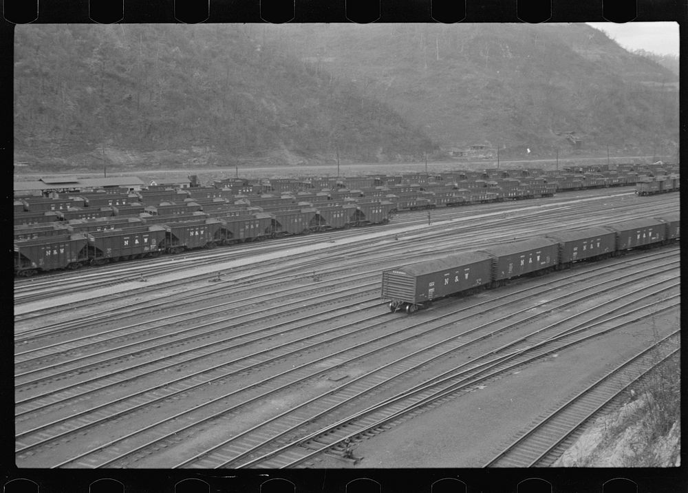 [Untitled photo, possibly related to: Coal cars in railroad yard at Williamson, West Virginia]. Sourced from the Library of…
