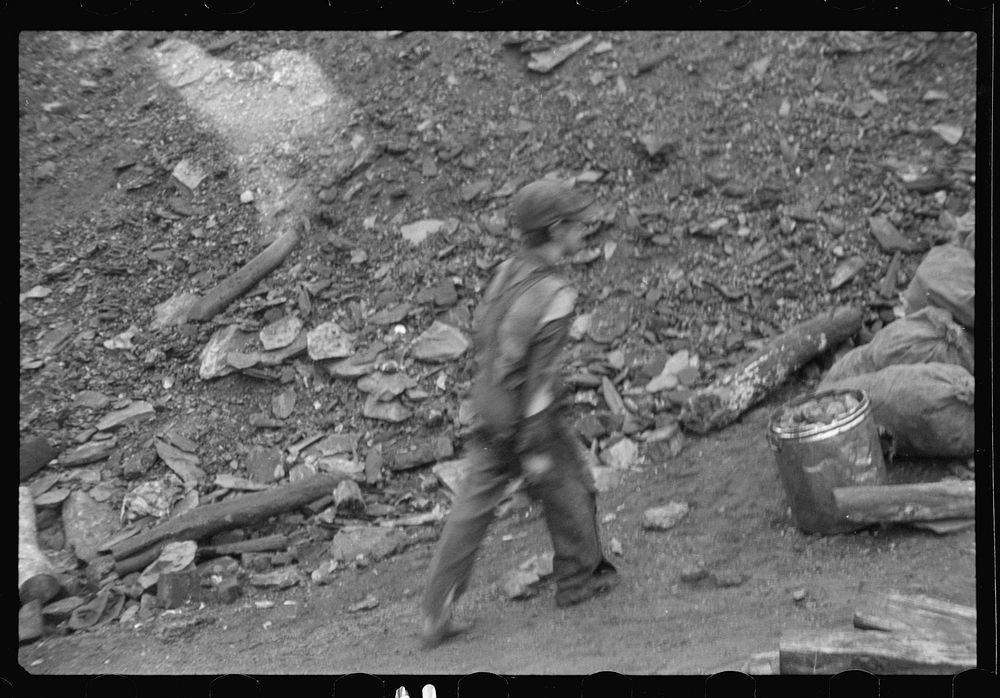 [Untitled photo, possibly related to: Young boy who salvages coal from the slag heaps, Nanty Glo, Pennsylvania]. Sourced…
