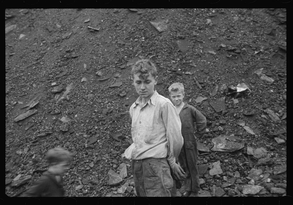 [Untitled photo, possibly related to: Young boys salvaging coal from the slag heaps, Nanty Glo, Pennsylvania]. Sourced from…