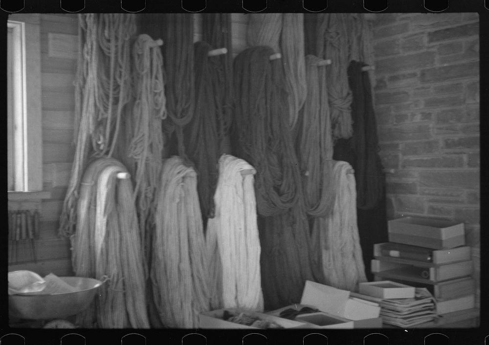 [Untitled photo, possibly related to: Weaving at Cumberland Homesteads, Crossville, Tennessee]. Sourced from the Library of…