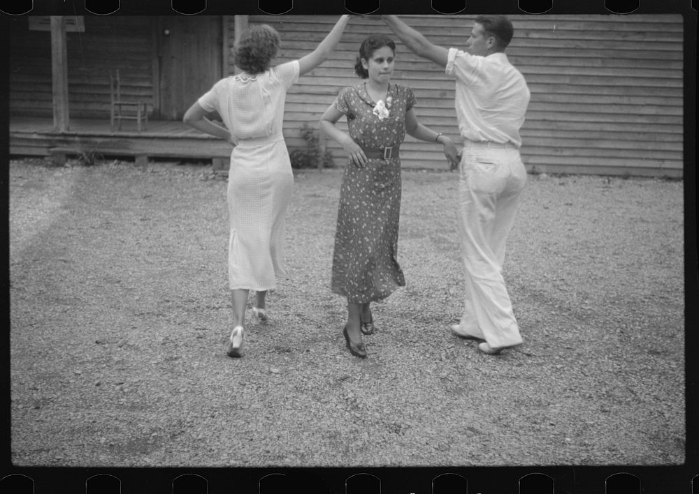 [Untitled photo, possibly related to: Dancers taught by Leonard Kirk, Cumberland Homesteads, Crossville, Tennessee]. Sourced…