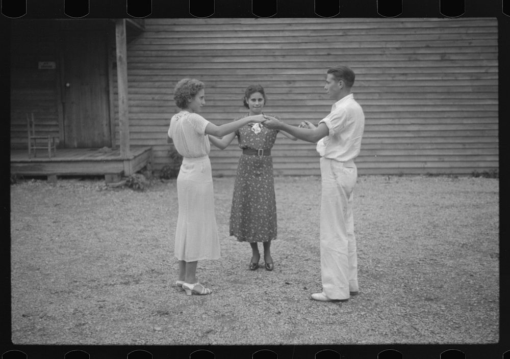 [Untitled photo, possibly related to: Dancers taught by Leonard Kirk, Cumberland Homesteads, Crossville, Tennessee]. Sourced…