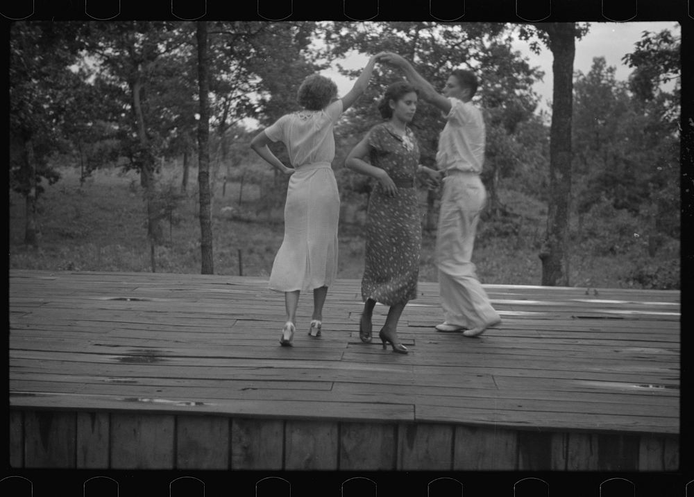 [Untitled photo, possibly related to: Dance team, Cumberland Homesteads, Crossville, Tennessee]. Sourced from the Library of…
