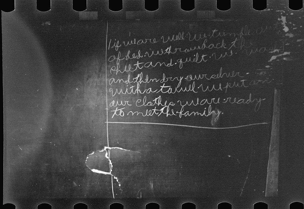 [Untitled photo, possibly related to: Blackboard in Ozark school, Arkansas]. Sourced from the Library of Congress.