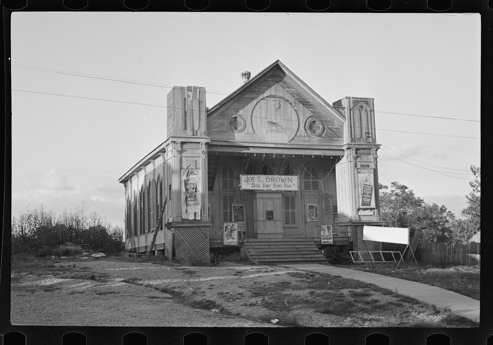 [Untitled photo, possibly related to: Church turned into a movie house, Woodville, Mississippi]. Sourced from the Library of…
