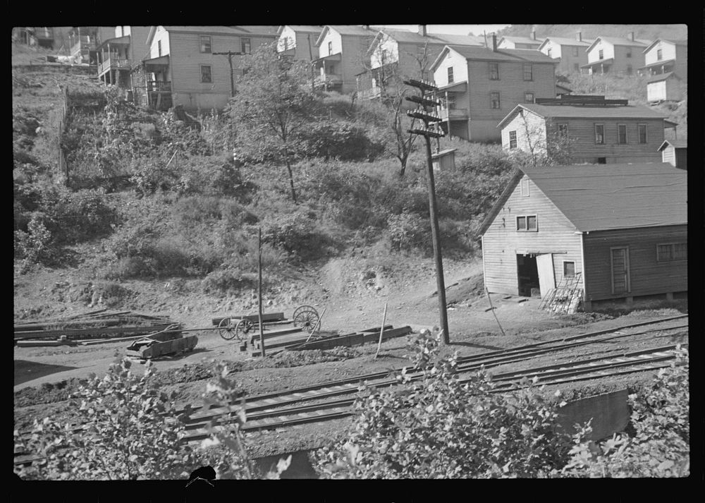 [Untitled photo, possibly related to: Company houses at Pursglove Mines, Scotts Run, West Virginia]. Sourced from the…
