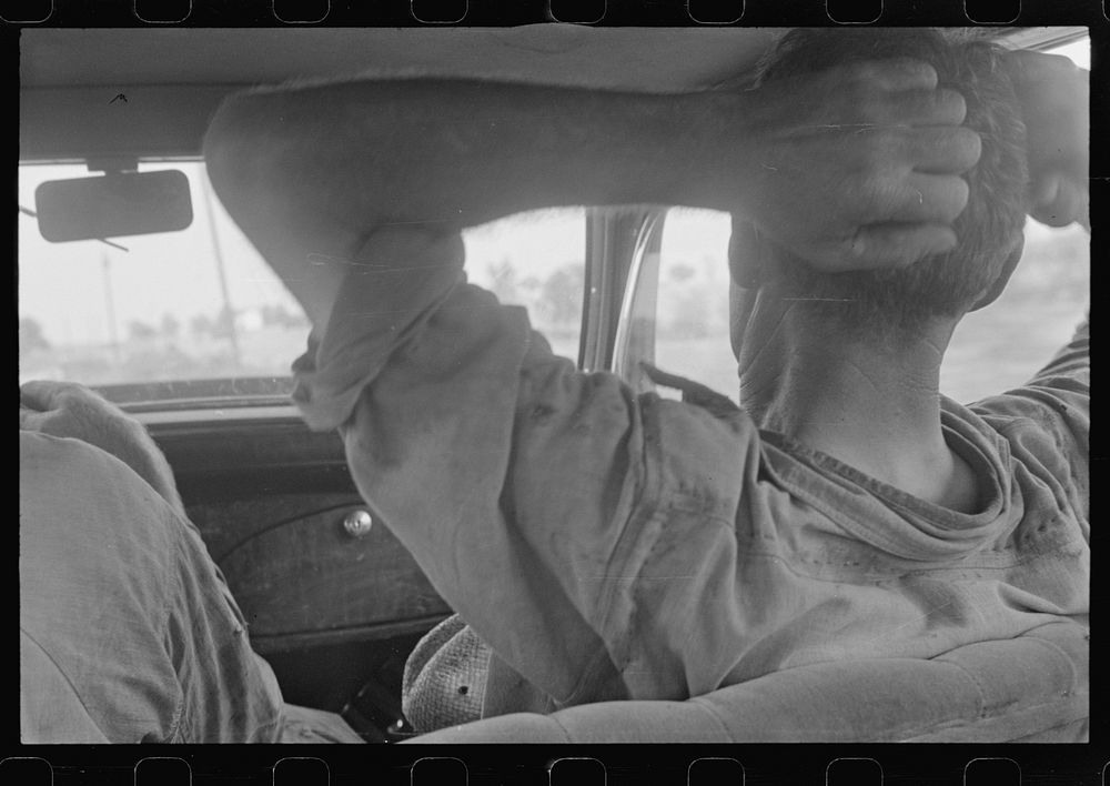Ohio farmer resting in car, central Ohio. Sourced from the Library of Congress.
