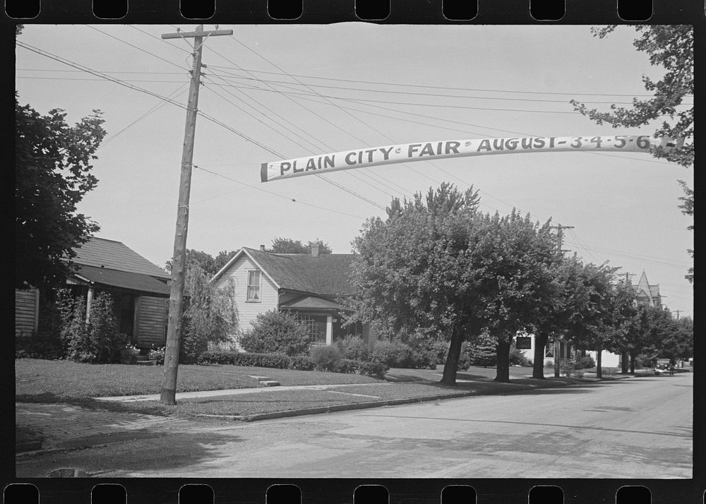 Banner advertising Plain City Fair, Ohio. Sourced from the Library of Congress.