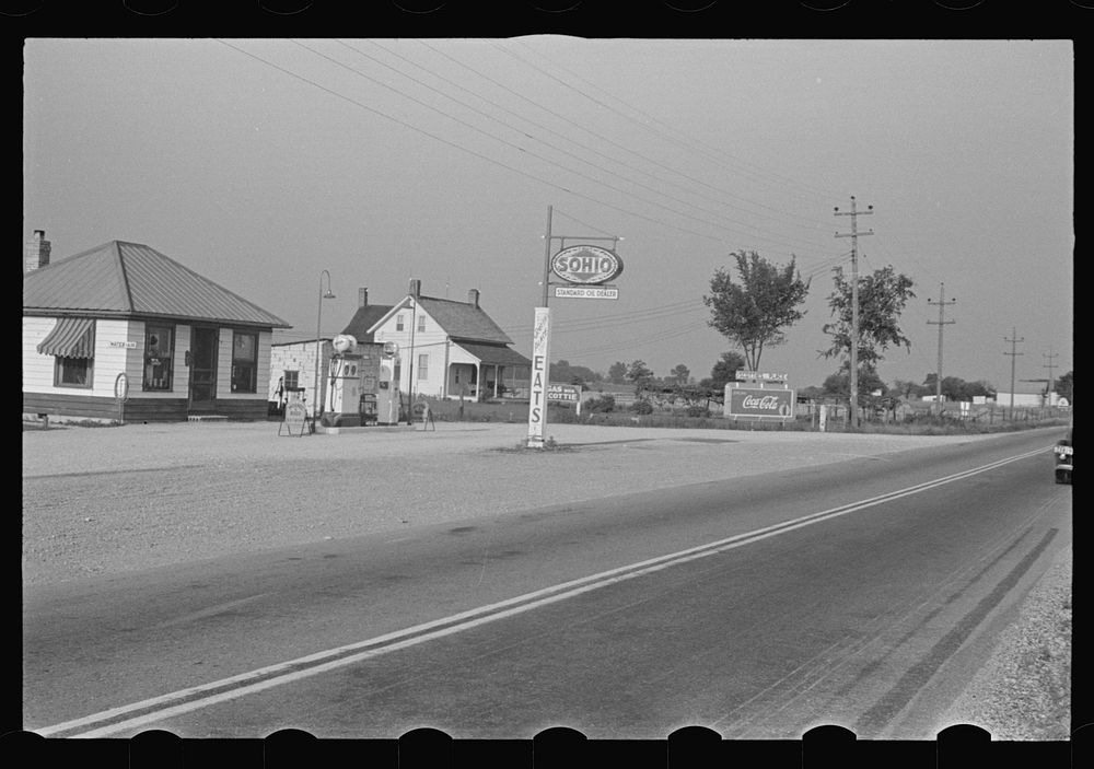 [Untitled photo, possibly related to: Signs along Route 40, central Ohio (see general caption)]. Sourced from the Library of…