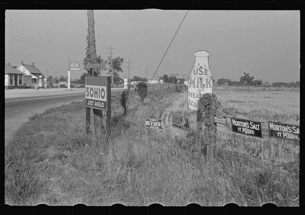Signs along Route 40, central Ohio (see general caption). Sourced from the Library of Congress.