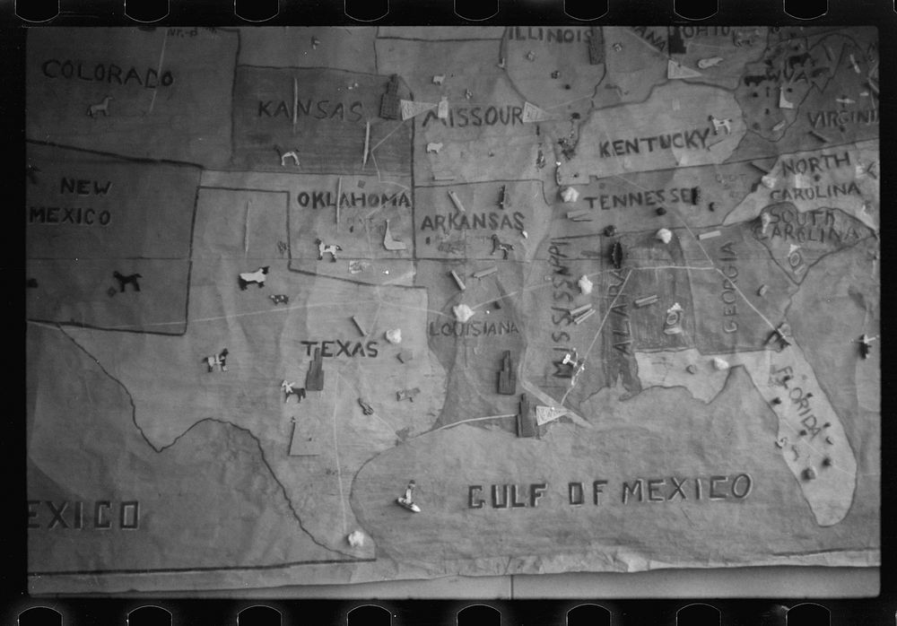 Illustrated map by children in the school at Arthurdale, West Virginia. Sourced from the Library of Congress.