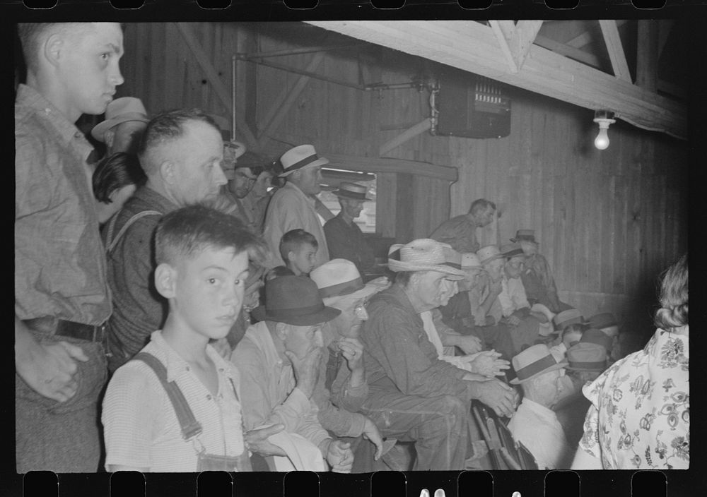 Auction room at Pickaway Livestock Cooperative Association, central Ohio. Sourced from the Library of Congress.