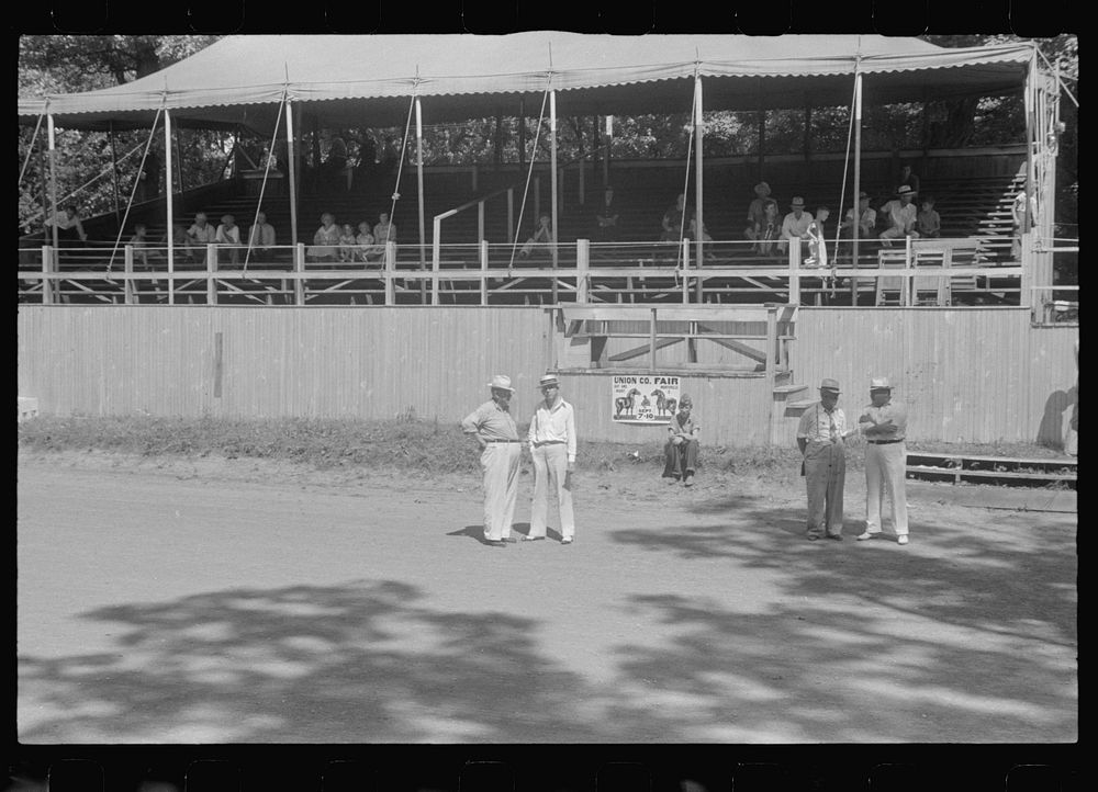Grandstand at county fair in central Ohio. Sourced from the Library of Congress.