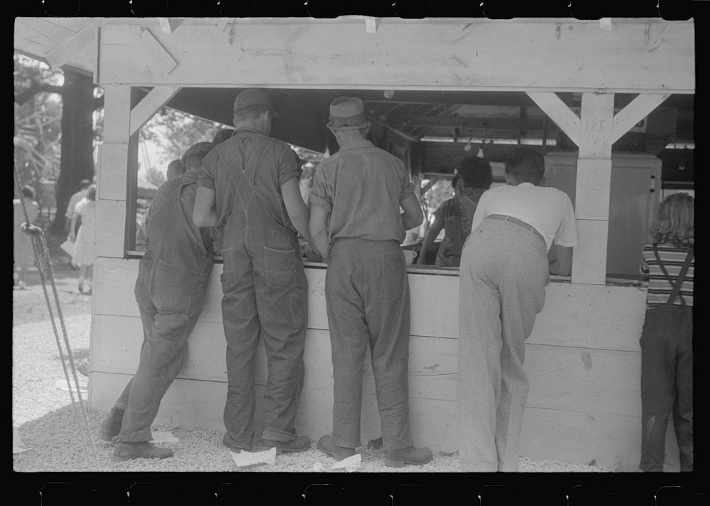 Refreshment stand at county fair, central Ohio. Sourced from the Library of Congress.