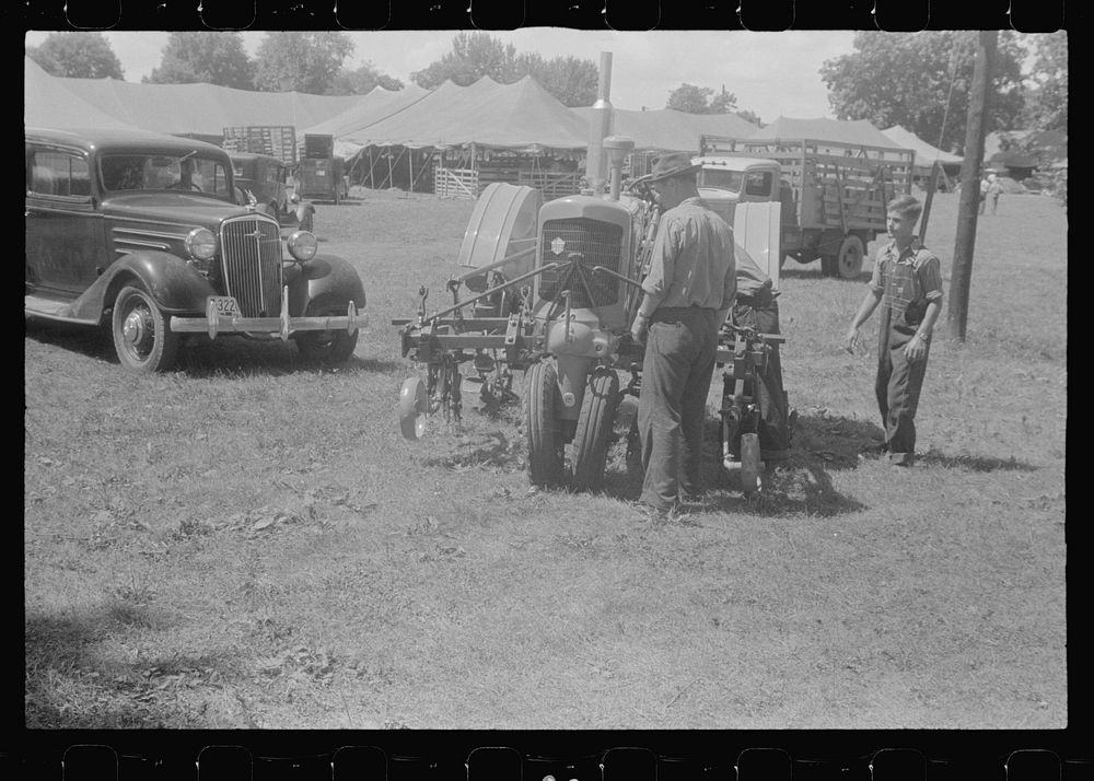 [Untitled photo, possibly related to: Tractor on display at county fair, central Ohio]. Sourced from the Library of Congress.