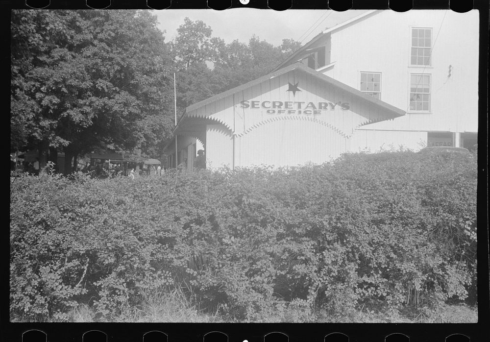 Buildings on grounds at Champaign County Fair, Ohio. Sourced from the Library of Congress.