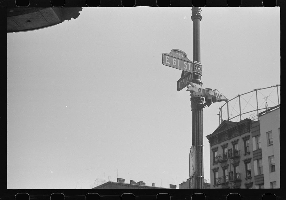 New York, New York. 61st Street between 1st and 3rd Avenues. Street sign. Sourced from the Library of Congress.