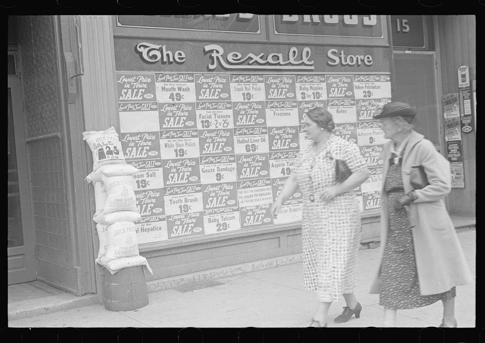 [Untitled photo, possibly related to: Drugstore window, Newark, Ohio]. Sourced from the Library of Congress.