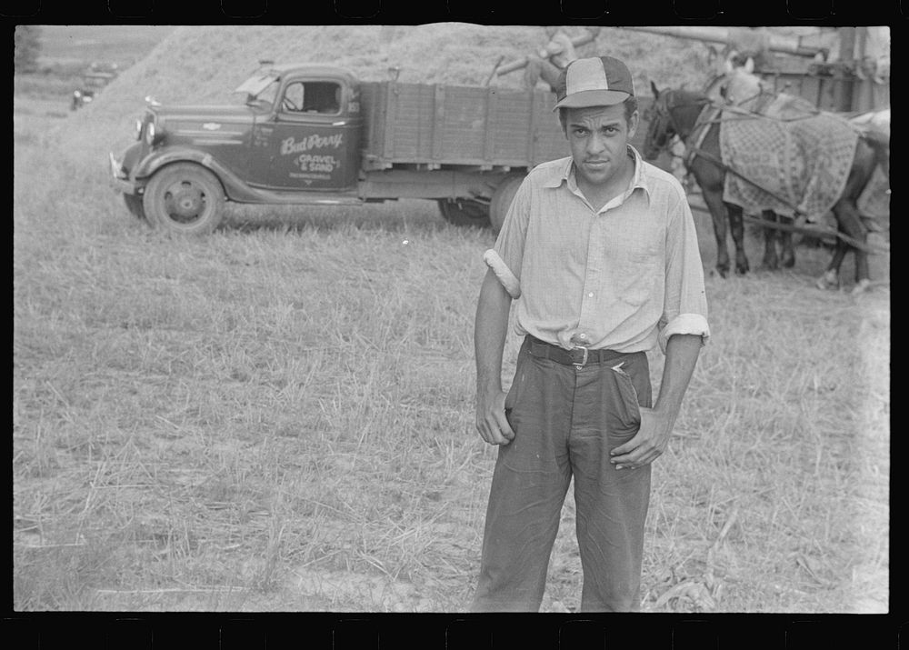 Mechanicsburg, Ohio. Harvest hand and helper on the Virgil Thaxton farm. Sourced from the Library of Congress.