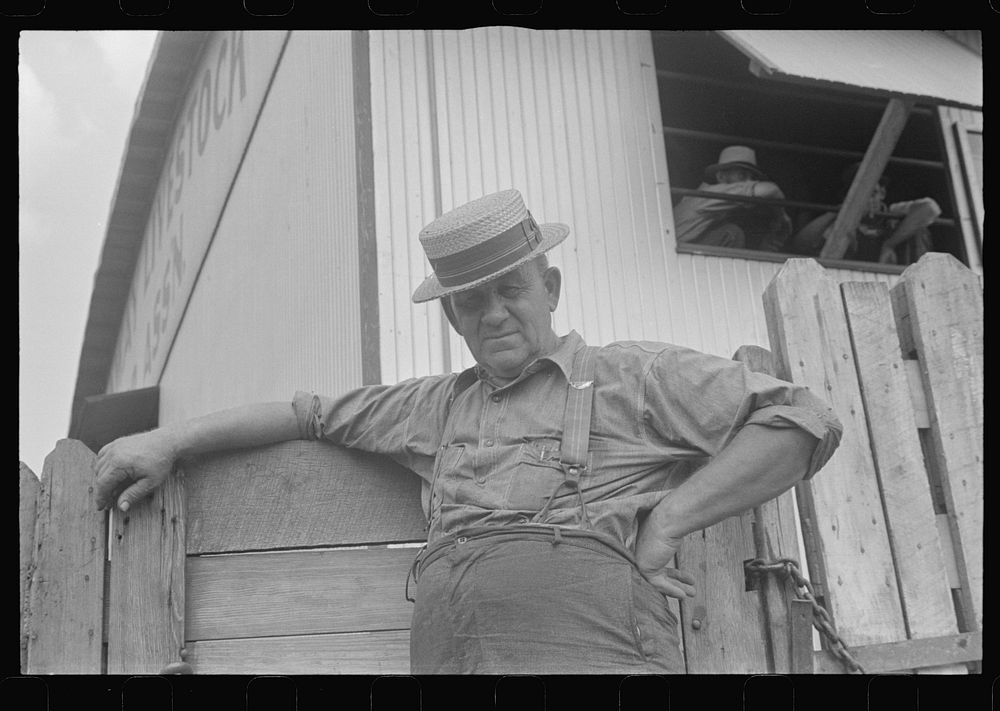 Man at auction at Pickaway Livestock Cooperative Association, central Ohio. Sourced from the Library of Congress.