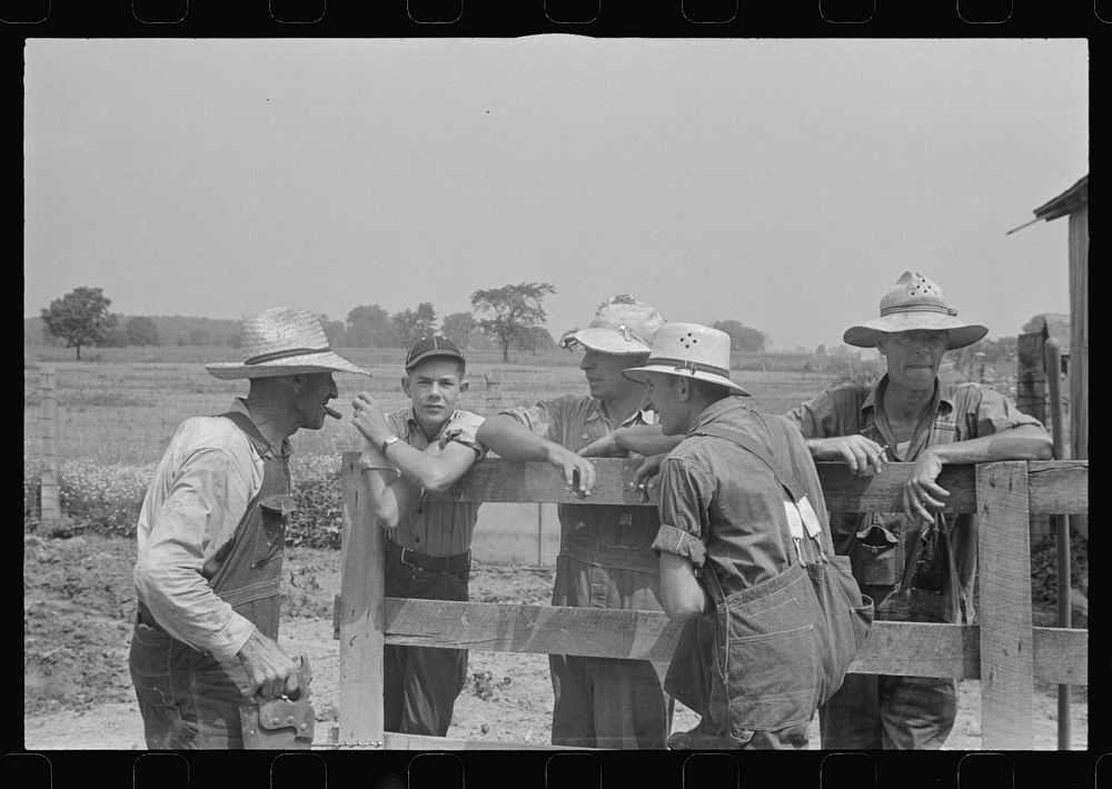 [Untitled photo, possibly related to: Members of threshing crew, central Ohio]. Sourced from the Library of Congress.