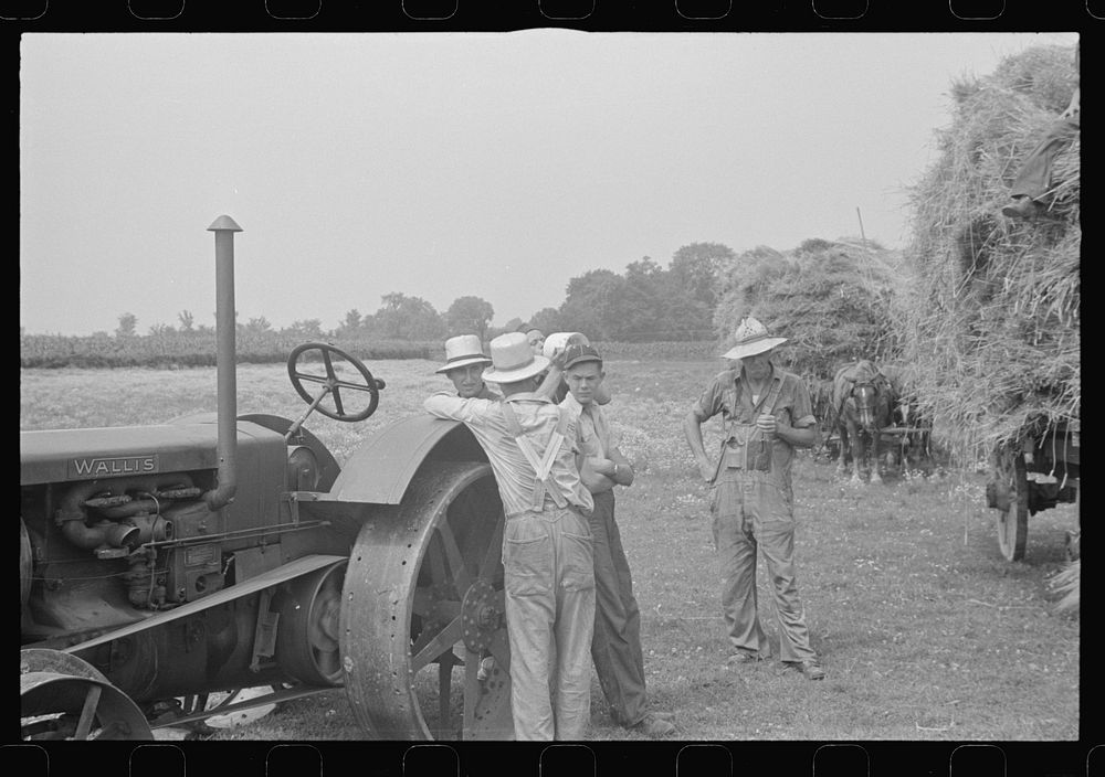 [Untitled photo, possibly related to: Members of threshing crew, central Ohio]. Sourced from the Library of Congress.