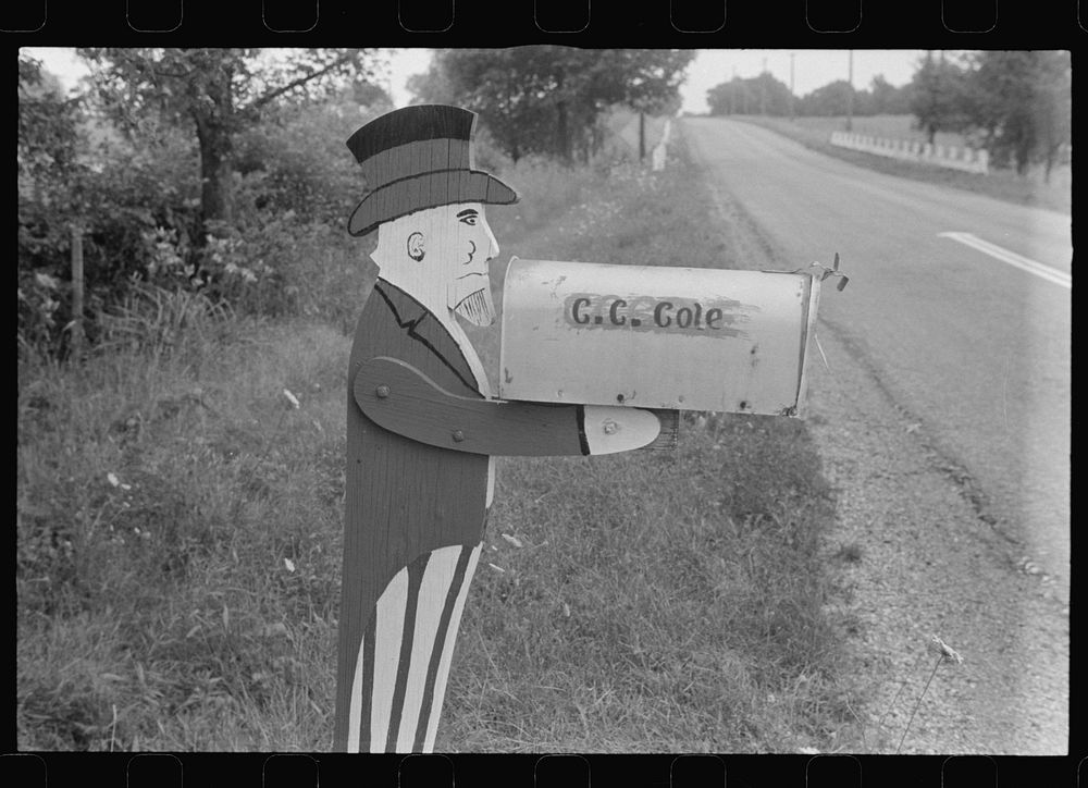 [Untitled photo, possibly related to: Mailbox on farm in central Ohio (see general caption)]. Sourced from the Library of…