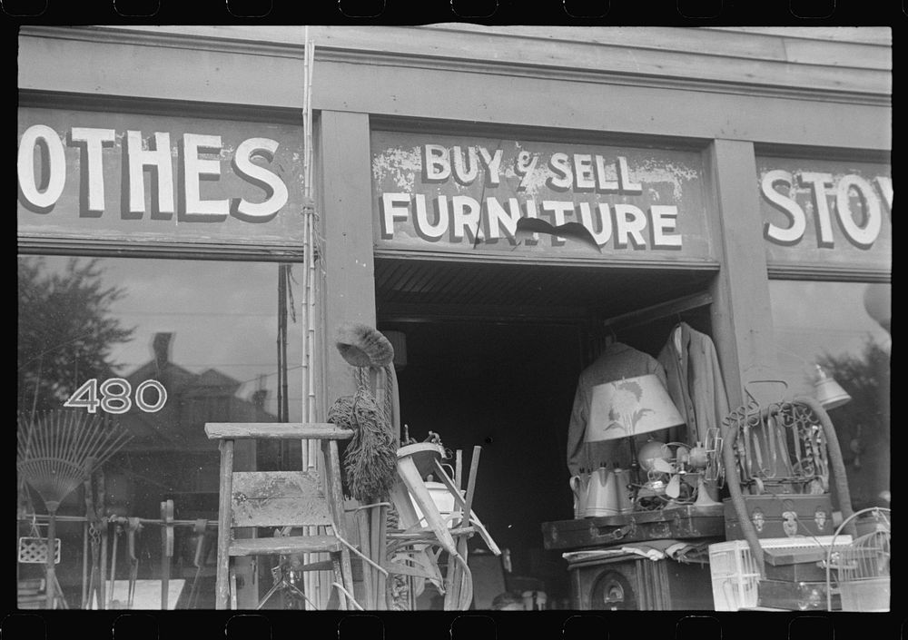 Secondhand furniture store, Columbus, Ohio. Sourced from the Library of Congress.