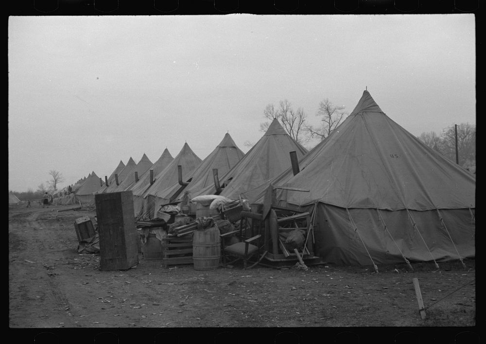 [Untitled photo, possibly related to: The kitchen in the camp for white flood refugees at Forrest City, Arkansas]. Sourced…