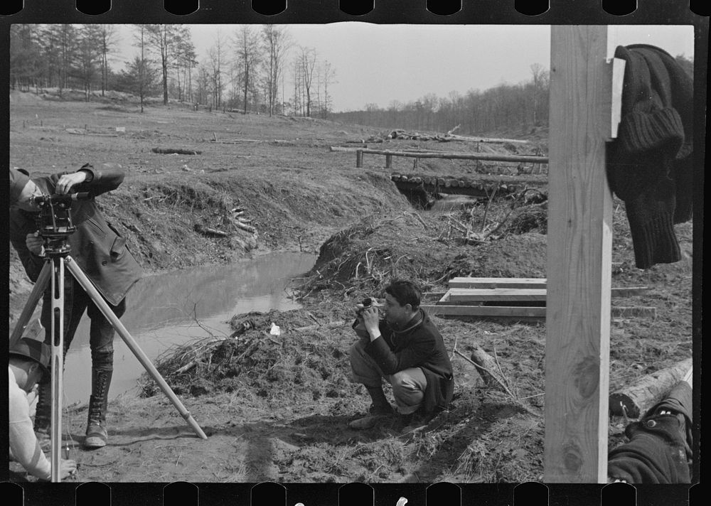 [Untitled photo, possibly related to: Carpenter at the Greenbelt Project, Berwyn, Maryland]. Sourced from the Library of…