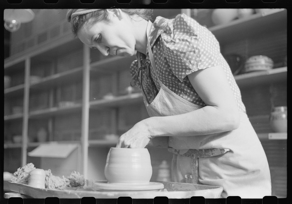 [Untitled photo, possibly related to: Pottery making at Indian school. Pine Ridge, South Dakota]. Sourced from the Library…