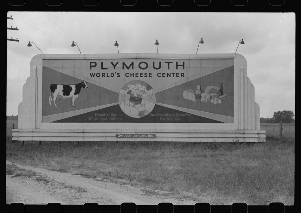 Advertising, Plymouth, Wisconsin. Sourced from the Library of Congress.