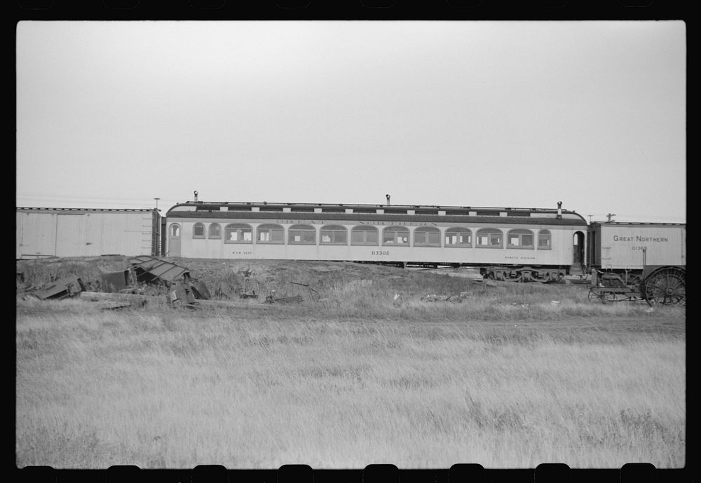 Retired railroad car. Doyon, North Dakota. Sourced from the Library of Congress.