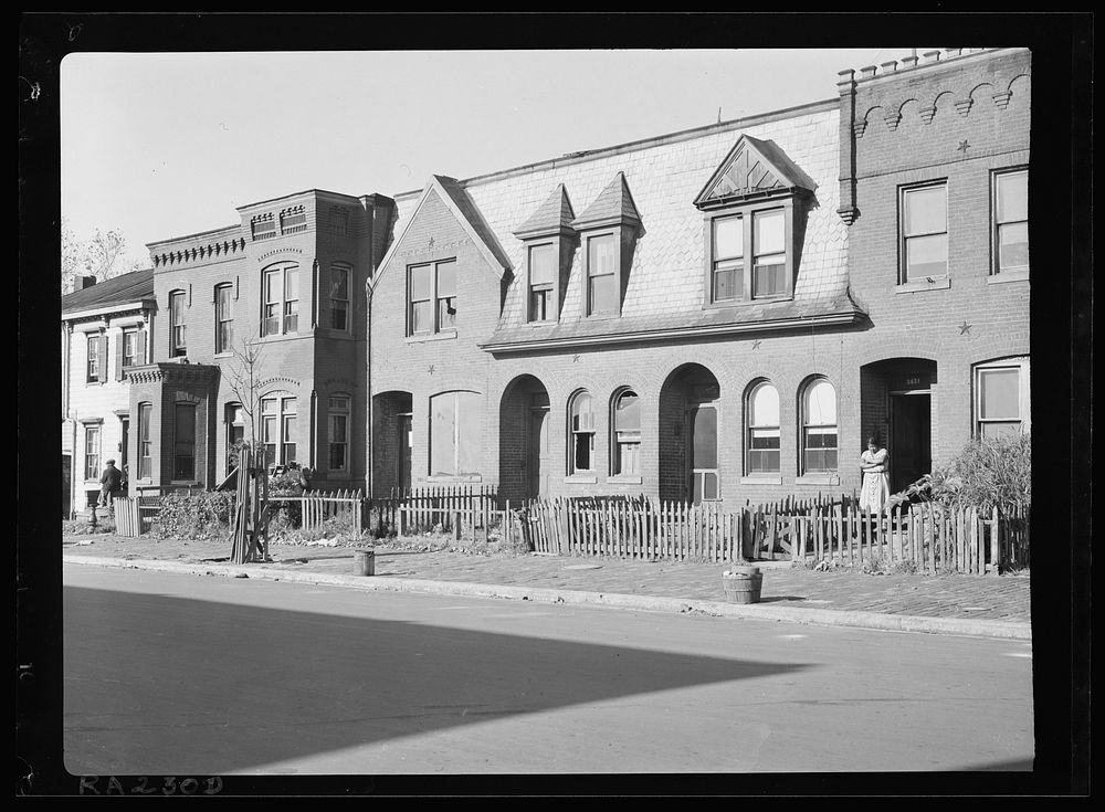 A fine old home alongside a shabby  house. Florida Avenue and 19th Street N.W., Washington, D.C.. Sourced from the Library…