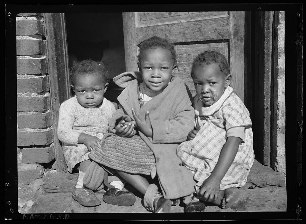  children in doorway of alley home. Logan Alley, Northwest Washington, D.C.. Sourced from the Library of Congress.