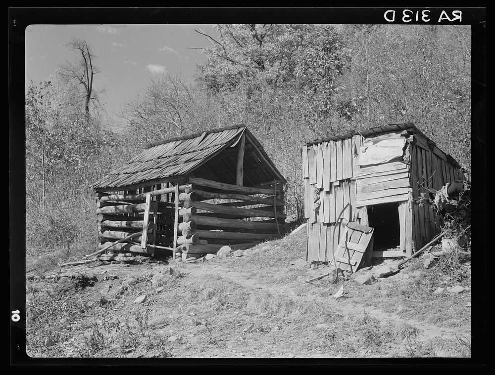 Barn and woodshed in Corbin Hollow. Shenandoah National Park, Virginia. Sourced from the Library of Congress.