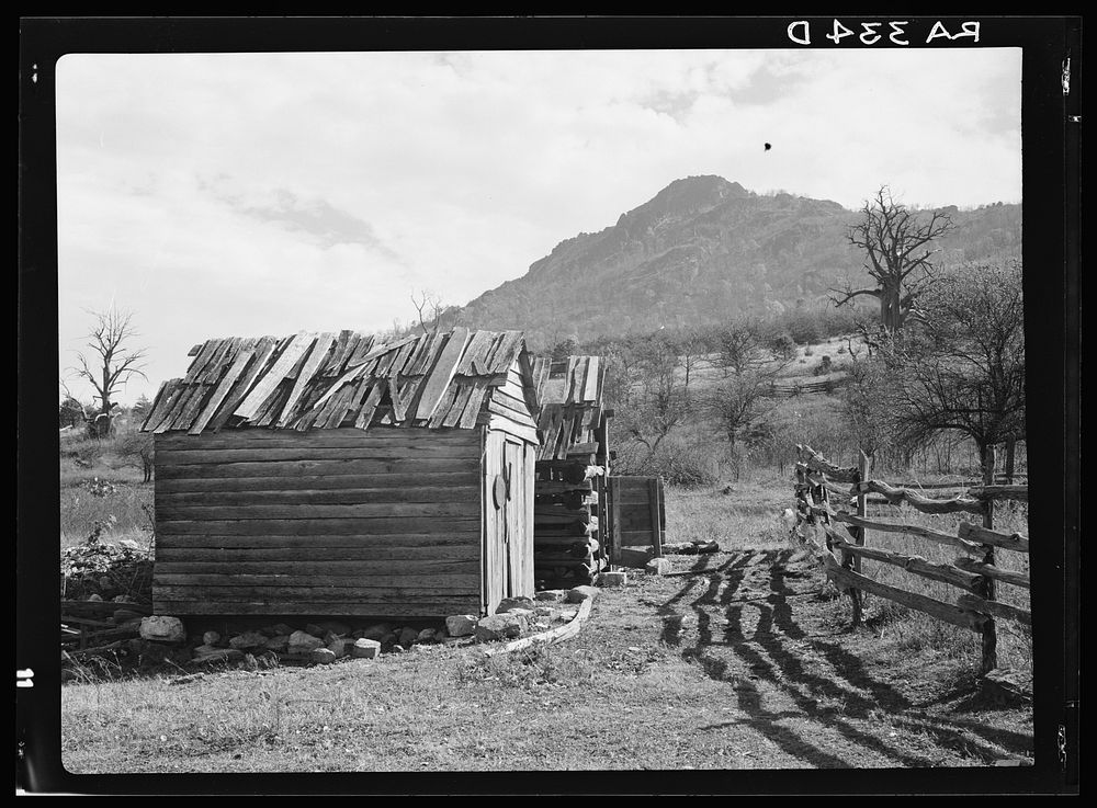 Barn and outhouses at Old Rag. Shenandoah National Park, Virginia. Sourced from the Library of Congress.
