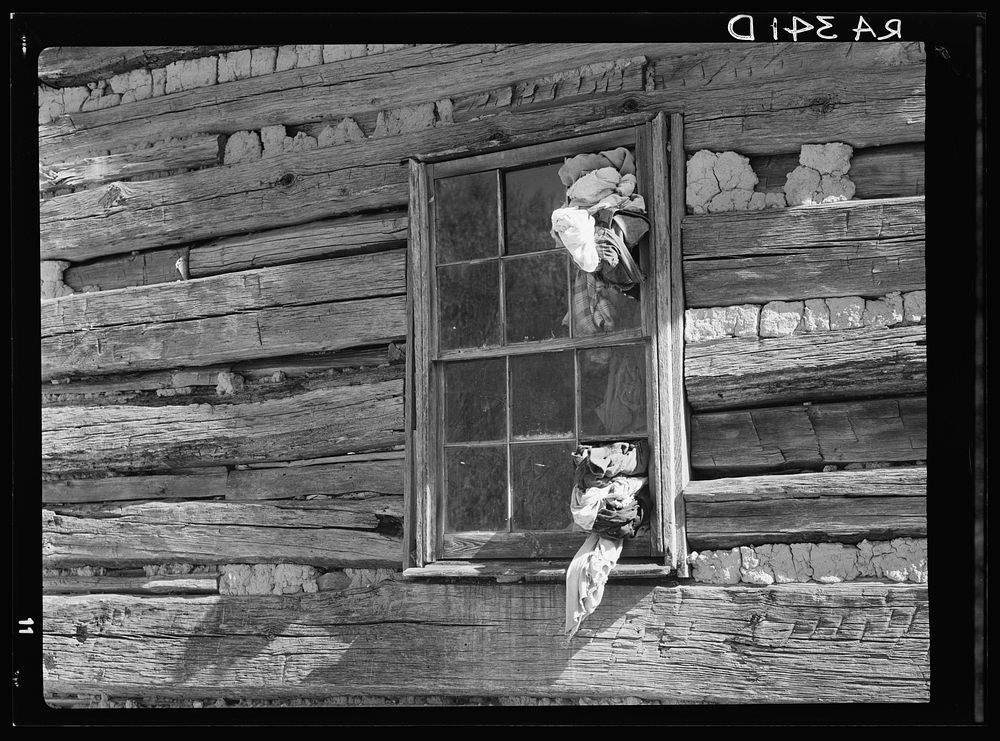 Detail of cabin construction. Virginia. Sourced from the Library of Congress.