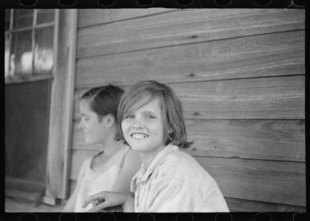 [Untitled photo, possibly related to: Elizabeth and Ida Ruth Tengle, Hale County, Alabama]. Sourced from the Library of…