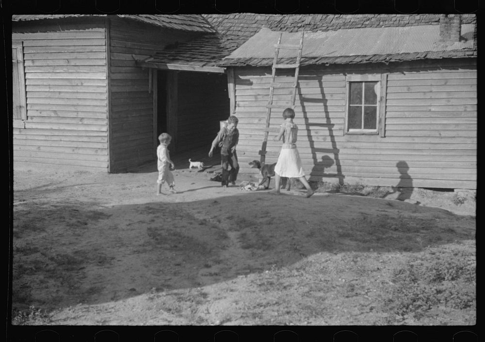 [Untitled photo, possibly related to: Burroughs children playing in the yard, Hale County, Alabama]. Sourced from the…
