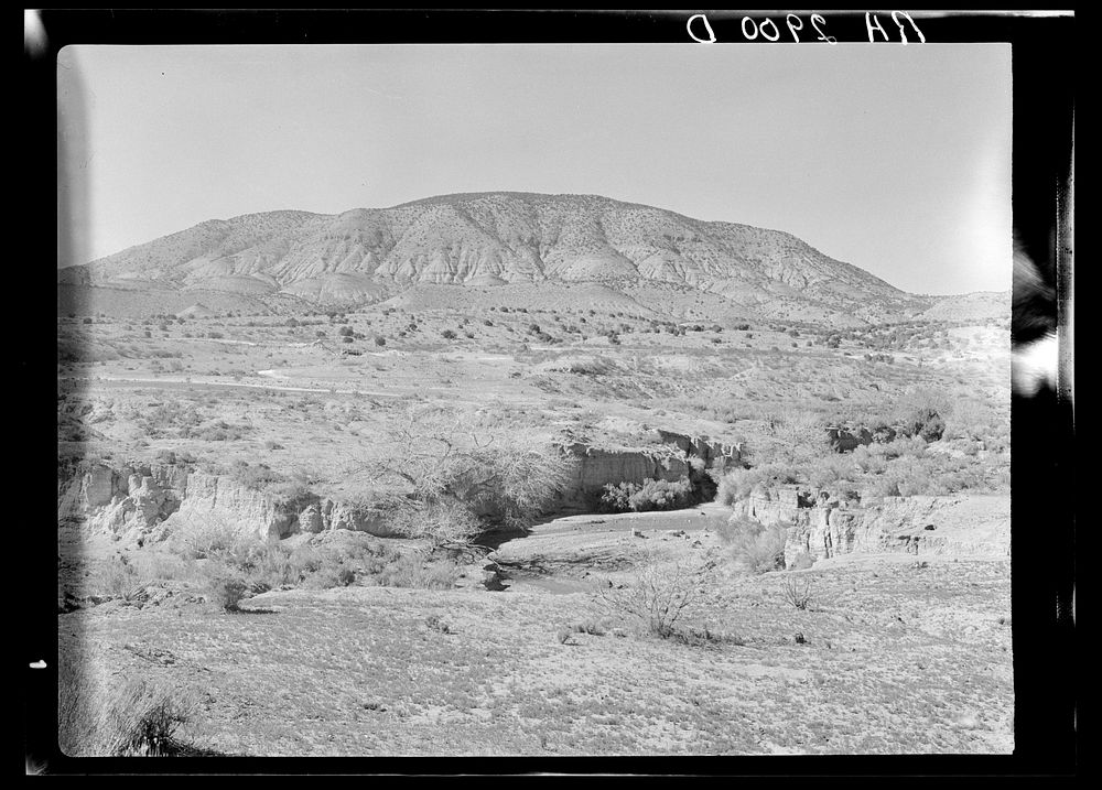 Canyon and mesa. Otero County, New Mexico. Sourced from the Library of Congress.