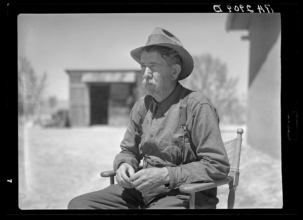 Man who once owned the land being used for the White Sands project. Otero County, New Mexico. Sourced from the Library of…