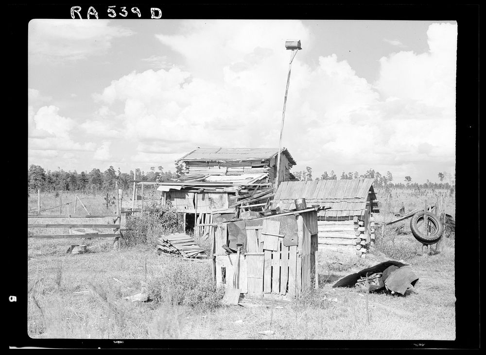 Sharecropper's cabin. Tangipahoa Parish, Louisiana. Sourced from the Library of Congress.