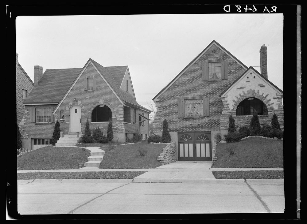 Houses on Laconia Street in a suburb of Cincinnati, Ohio. Sourced from the Library of Congress.